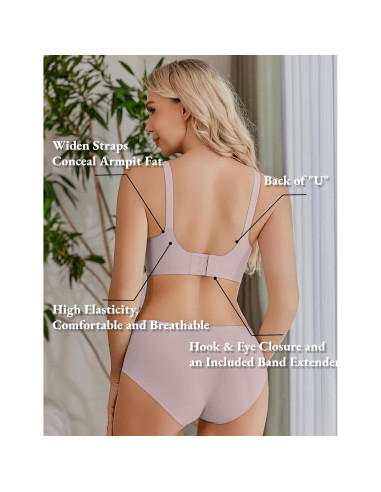 Sostén de Lactancia Ekouaer Rosa Sin Costuras para Mujeres L