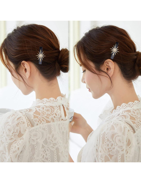 100 Clips de Pelo de Cocodrilo Negros BronaGrand 46mm