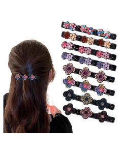 8 Clips de Cabello Trenzados KUAOOAUK con Rhinestones Coloridos