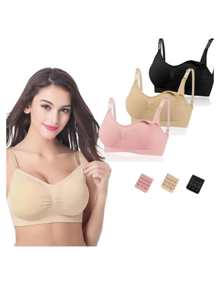 Paquete de 3 Sujetadores de Lactancia Sin Costuras - X-Large