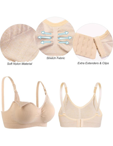 Paquete de 3 Sujetadores de Lactancia Sin Costuras - X-Large