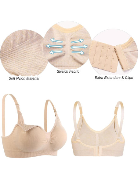 Paquete de 3 Sujetadores de Lactancia Sin Costuras - X-Large