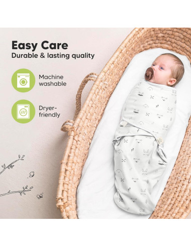KeaBabies Saco de Sueño Orgánico 3-Pack para Bebés 0-3 Meses