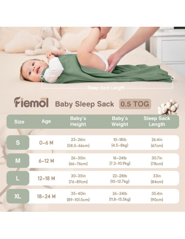 Saco de Sueño para Bebés 6-12 Meses 100% Algodón - Paquete de 3