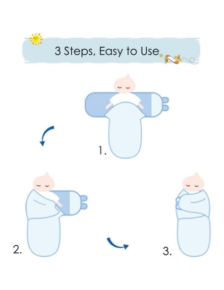 Saco de Sueño Bebé Exemaba 3-Pack Algodón Suave 0-3 meses