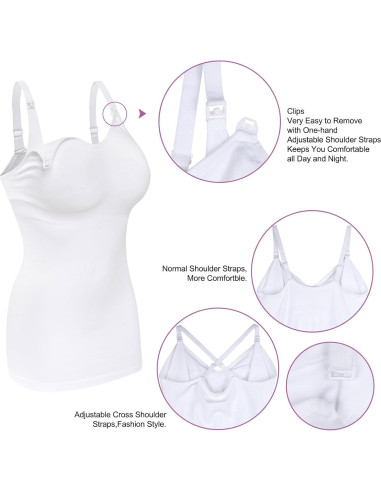 Camiseta de Lactancia DALIGIRL Ajustable 3pack Negro Gris Blanco