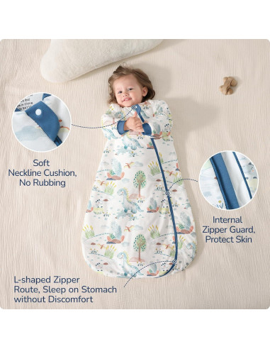 Saco de Sueño para Bebés 3-6 Meses Algodón Dinosaurio 1.0 TOG