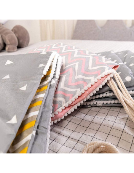 Hamaca para Niños HYBEW 100x130cm Algodón Gris Interior Exterior