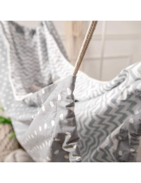 Hamaca para Niños HYBEW 100x130cm Algodón Gris Interior Exterior