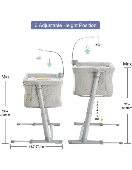 Cuna Lateral RONBEI Ajustable Portátil para Bebés 65x50cm
