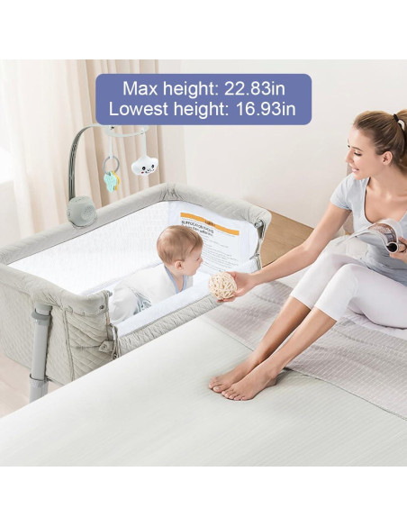 Cuna Lateral RONBEI Ajustable Portátil para Bebés 65x50cm