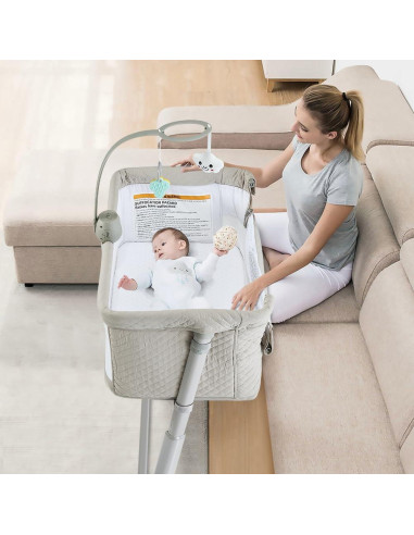 Cuna Lateral RONBEI Ajustable Portátil para Bebés 65x50cm