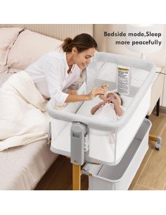 Cuna Lateral 3-en-1 Taylengrow Blanca Ajustable 6 Niveles 2