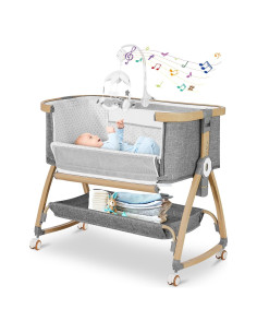 Cuna Lateral 3 en 1 IUVKIMOM Gris Ajustable 6 Alturas