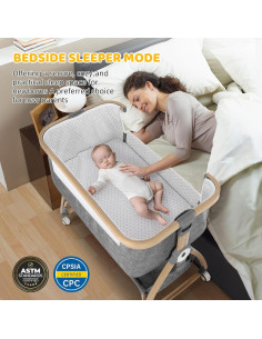 Cuna Lateral 3 en 1 IUVKIMOM Gris Ajustable 6 Alturas 2