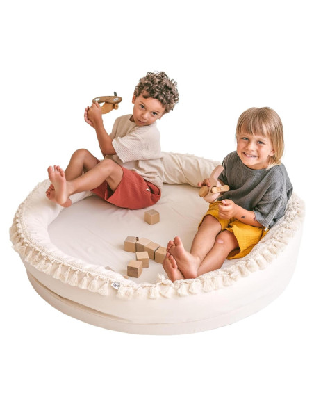 Alfombra de Juego Redonda MINICAMP 107 cm Algodón Natural Boho