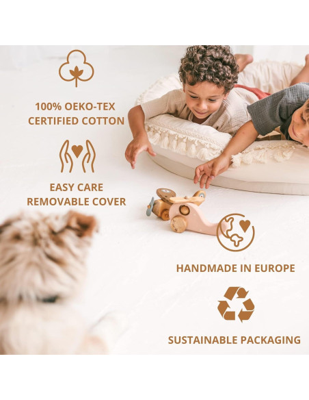 Alfombra de Juego Redonda MINICAMP 107 cm Algodón Natural Boho