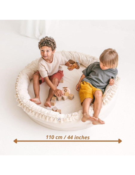 Alfombra de Juego Redonda MINICAMP 107 cm Algodón Natural Boho