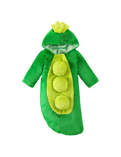 Saco de Sueño de Felpa Verde Guisante para Bebés 0-6 Meses