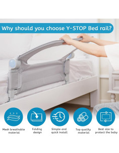 Barandilla para Cama de Niños Y-STOP Gris 83.82x63.5 cm 2