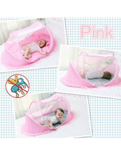 Cama portátil plegable para bebés Fafeicy 110x60 cm rosa 2