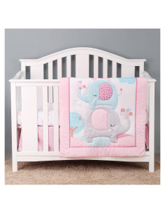 Juego de Ropa de Cuna YCDTMY 3 Piezas Rosa Elefante