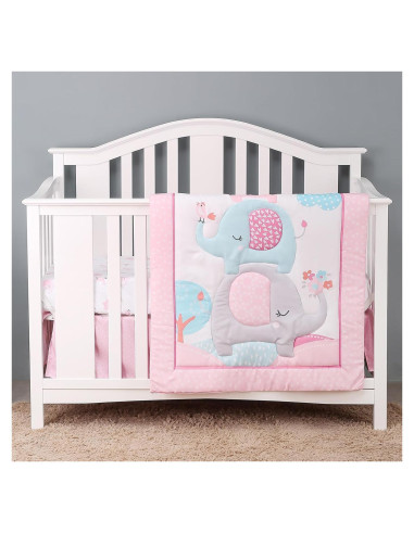 Juego de Ropa de Cuna YCDTMY 3 Piezas Rosa Elefante
