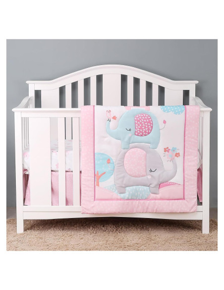 Juego de Ropa de Cuna YCDTMY 3 Piezas Rosa Elefante