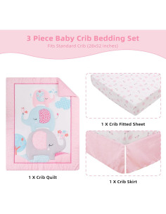 Juego de Ropa de Cuna YCDTMY 3 Piezas Rosa Elefante 2