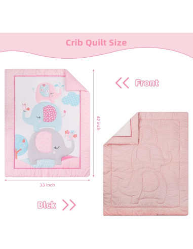 Juego de Ropa de Cuna YCDTMY 3 Piezas Rosa Elefante