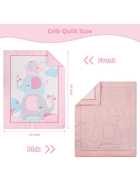 Juego de Ropa de Cuna YCDTMY 3 Piezas Rosa Elefante