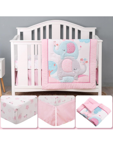 Juego de Ropa de Cuna YCDTMY 3 Piezas Rosa Elefante