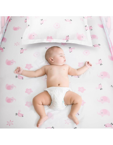 Juego de Ropa de Cuna YCDTMY 3 Piezas Rosa Elefante