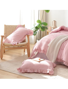 Conjunto de Edredón JANZAA Rosa Bebé Completo con Volantes 2