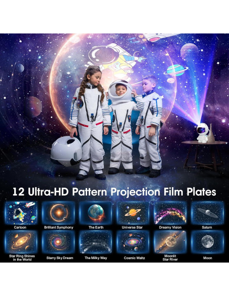 Proyector Planetario Astronauta HT-F05, 12 Discos de Imagen