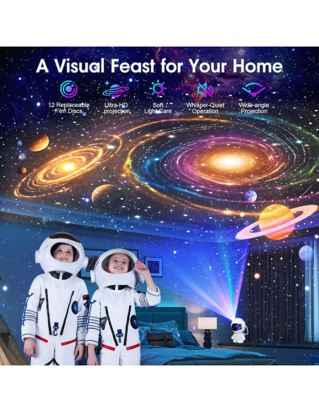 Proyector Planetario Astronauta HT-F05, 12 Discos de Imagen