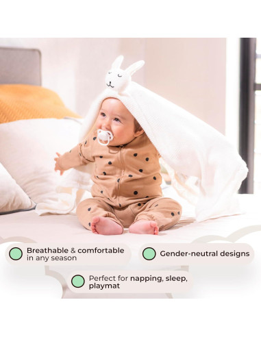Manta Lovey Bordada para Bebé Tranquil Kiddo Algodón Orgánico