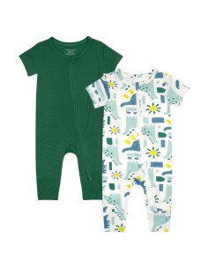 Pijamas de Viscosa de Bambú para Bebés 2 Piezas Verde Dinosaurio