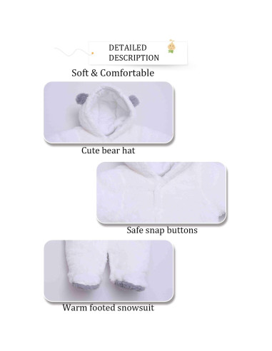 Mono de Invierno Unisex para Bebé 1-3 Meses XMWEALTHY