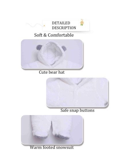 Mono de Invierno Unisex para Bebé 1-3 Meses XMWEALTHY