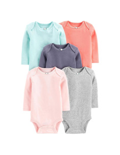 Bodies de Manga Larga para Bebés Niñas Carter's - Paquete de 5