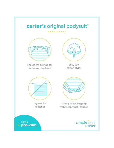 Mono de Manga Larga Unisex para Bebé Carter's - 5 Paquetes 18 Meses