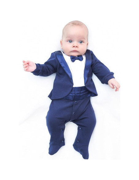 Traje de Gala para Bebé Niño Lilax con Pajarita Marino 3 Meses