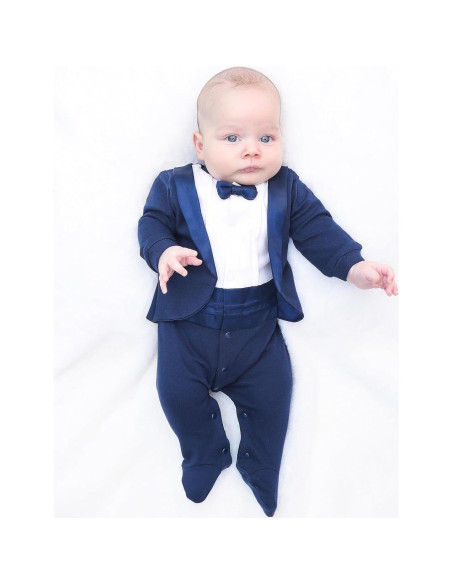 Traje de Gala para Bebé Niño Lilax con Pajarita Marino 3 Meses