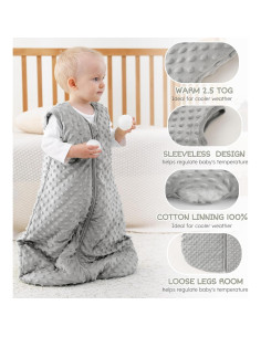 Saco de Sueño Forro Polar Bebés 12-18 Meses Gris 2
