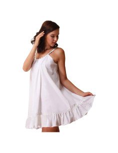 Vestido de Dormir Algodón Princesa Victoriana Z609 Blanco XL