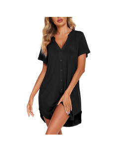 Camisón de Algodón Ekouaer para Mujeres Cuello en V XXL 2