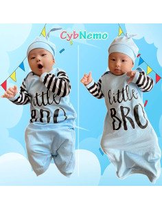 Conjunto de Pijama de Noche para Bebé Little Bro 0-6 Meses 2