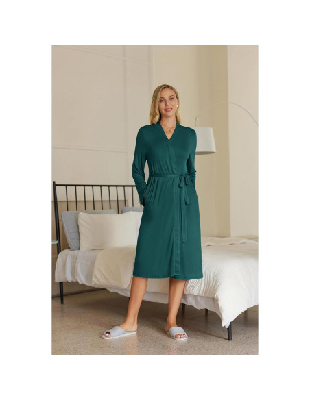 Bata de Maternidad Ekouaer Verde Oscuro para Lactancia