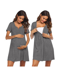 Bata de Maternidad Ekouaer para Trabajo y Lactancia S-XXL